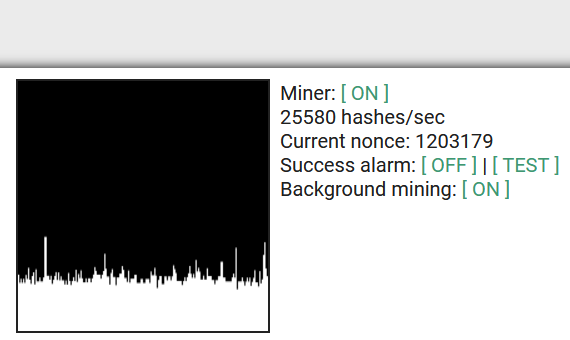 screenshot of the miner in action